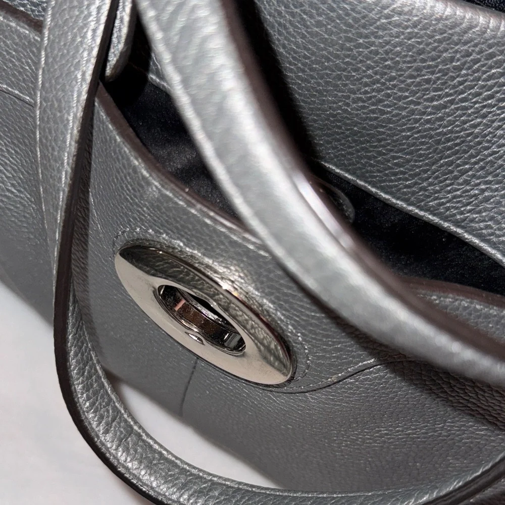 Coach Pebbled Leather Shoulder Tote in Charcoal - Picture 10 of 13
